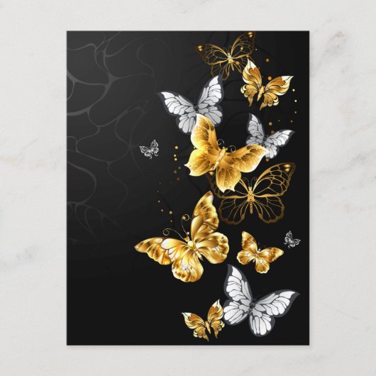 Goud en witte vlinders advieskaart (Voorkant)