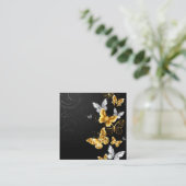 Goud en witte vlinders afsprakenkaartje (Staand voorkant)