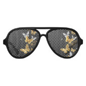Goud en witte vlinders aviator zonnebril (Voorkant)