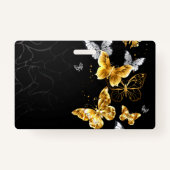 Goud en witte vlinders badge (Achterkant)