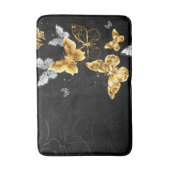 Goud en witte vlinders badmat (Voorkant Verticaal)