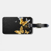 Goud en witte vlinders bagagelabel (Achterkant horizontaal)