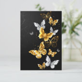 Goud en witte vlinders bedankkaart (Staand voorkant)