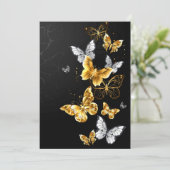 Goud en witte vlinders bedankkaart (Staand voorkant)