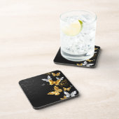 Goud en witte vlinders bier onderzetter (Rechterzijde)