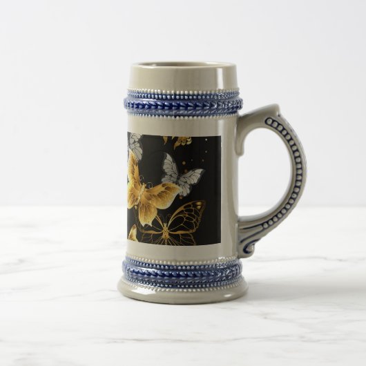 Goud en witte vlinders bierpul (Rechts)