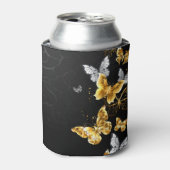 Goud en witte vlinders blikjeskoeler (Blikje Voorkant)