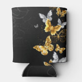 Goud en witte vlinders blikjeskoeler (Achterkant)