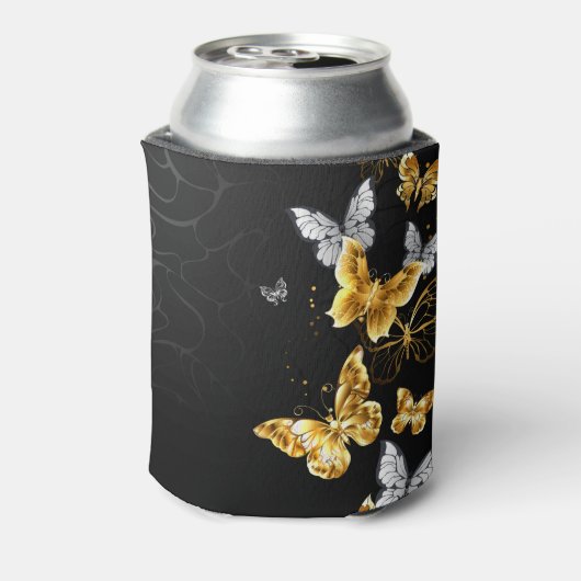 Goud en witte vlinders blikjeskoeler (Blikje Achterkant)