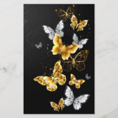 Goud en witte vlinders briefpapier (Voorkant)