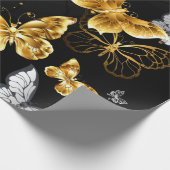Goud en witte vlinders cadeaupapier (Hoek)