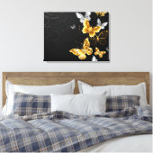 Goud en witte vlinders canvas afdruk (Insitu (Slaapkamer))