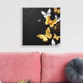Goud en witte vlinders canvas afdruk (Insitu (Woonkamer))
