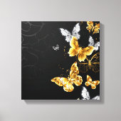 Goud en witte vlinders canvas afdruk (Voorkant)
