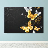 Goud en witte vlinders canvas afdruk (Insitu (Houten vloer))
