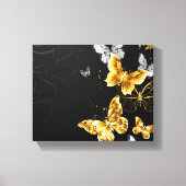 Goud en witte vlinders canvas afdruk (Voorkant)