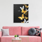Goud en witte vlinders canvas afdruk (Insitu (Woonkamer))