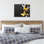 Goud en witte vlinders canvas afdruk (Insitu (Slaapkamer))