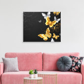 Goud en witte vlinders canvas afdruk (Insitu (Woonkamer))