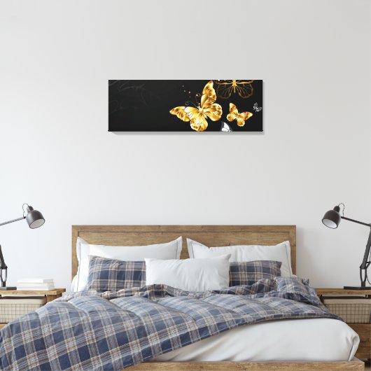 Goud en witte vlinders canvas afdruk (Insitu (Slaapkamer))