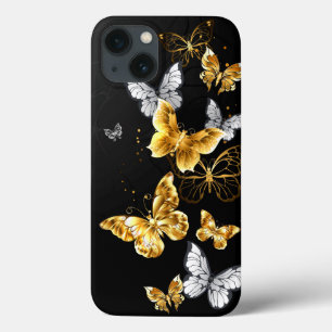 Goud en witte vlinders Case-Mate iPhone case