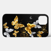 Goud en witte vlinders Case-Mate iPhone case (Achterkant (horizontaal))