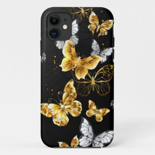 Goud en witte vlinders Case-Mate iPhone case