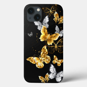 Goud en witte vlinders Case-Mate iPhone case