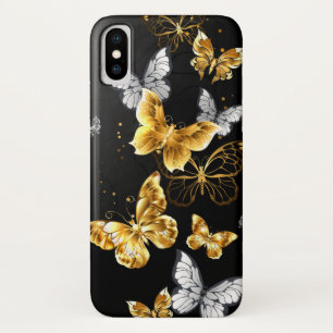 Goud en witte vlinders Case-Mate iPhone case