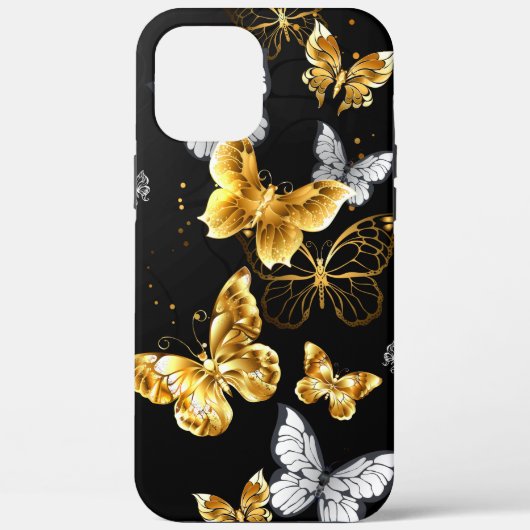 Goud en witte vlinders Case-Mate iPhone case (Achterkant)