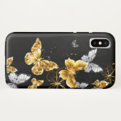 Goud en witte vlinders Case-Mate iPhone case (Achterkant (horizontaal))