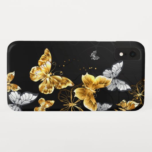 Goud en witte vlinders Case-Mate iPhone case (Achterkant (horizontaal))