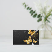 Goud en witte vlinders contactkaartje (Staand voorkant)