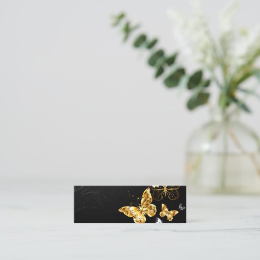 Goud en witte vlinders contactkaartje (Staand voorkant)