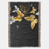 Goud en witte vlinders deken (Voorkant Verticaal)