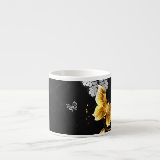 Goud en witte vlinders espresso kop (Voorkant)