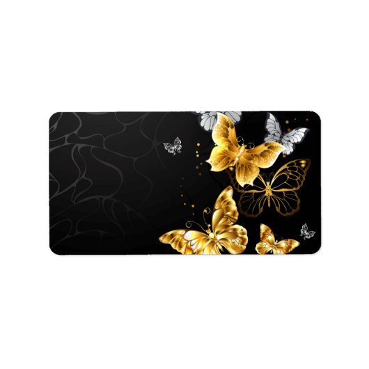 Goud en witte vlinders etiket (Voorkant)