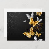 Goud en witte vlinders feestdagenkaart (Voorkant / Achterkant)