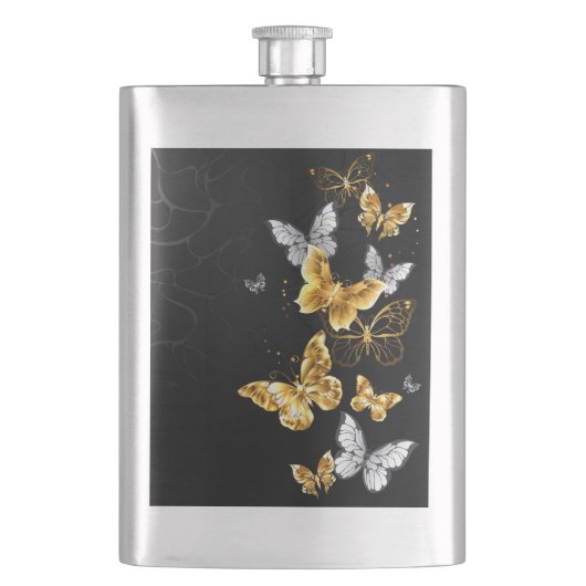 Goud en witte vlinders flacon (Voorkant)
