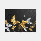 Goud en witte vlinders fleece deken (Voorkant (Horizontaal))