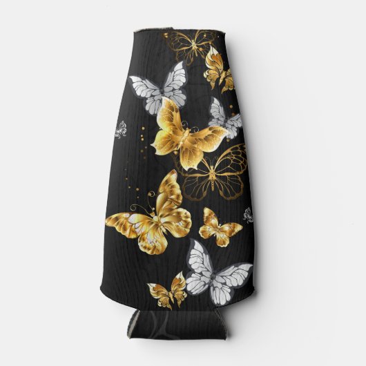 Goud en witte vlinders flesjeskoeler (Voorkant)