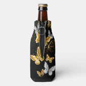 Goud en witte vlinders flesjeskoeler (Fles Achterkant)