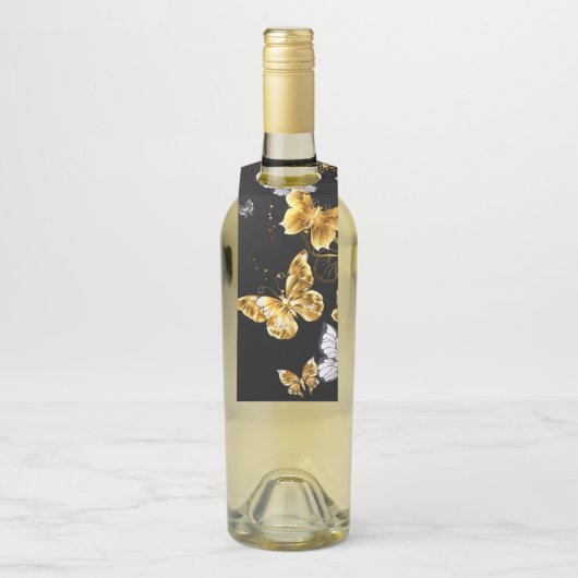 Goud en witte vlinders flessenhanger (Op fles)