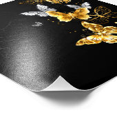 Goud en witte vlinders foto afdruk (Hoek)