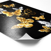 Goud en witte vlinders foto afdruk (Hoek)