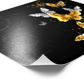 Goud en witte vlinders foto afdruk (Hoek)