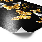 Goud en witte vlinders foto afdruk (Hoek)