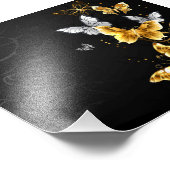 Goud en witte vlinders foto afdruk (Hoek)