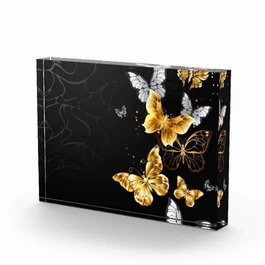 Goud en witte vlinders fotoblokken (Rechts)