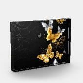Goud en witte vlinders fotoblokken (Links)